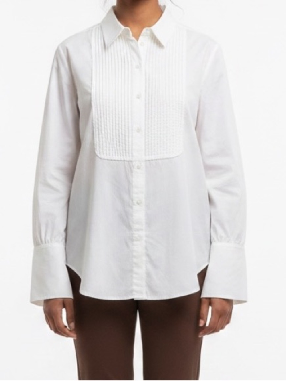 Luisa Cerano White Tuxedo Stye Button Down